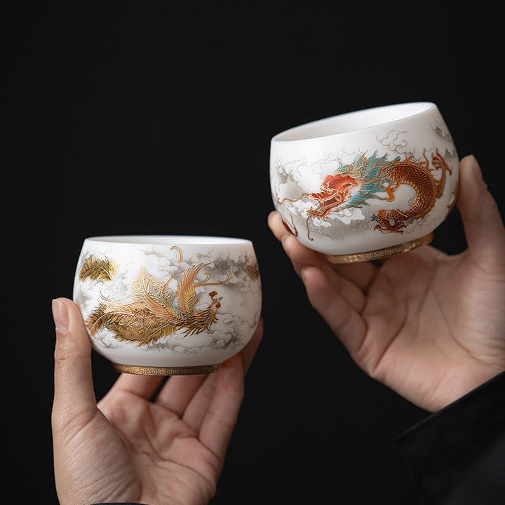 Buddha Stones , dragón Fénix, ciervo de loto, edificio antiguo, pez Koi, taza de té de cerámica, tazas de té de Kung Fu