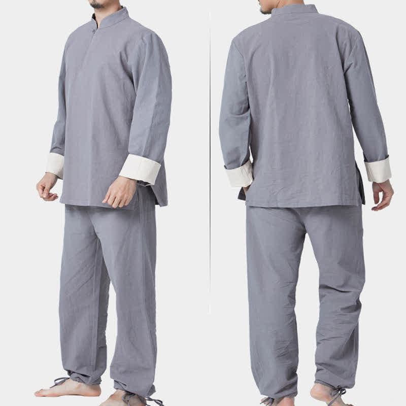 Conjunto de ropa de lino y algodón para hombre con Buddha Stones, meditación espiritual, zen, yoga y oración