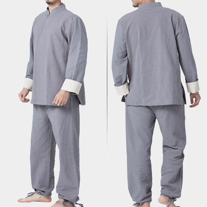 Conjunto de ropa de lino y algodón para hombre con Buddha Stones, meditación espiritual, zen, yoga y oración