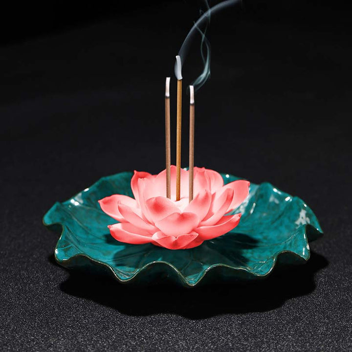 Decoración de quemador de incienso con bendición de loto tibetano