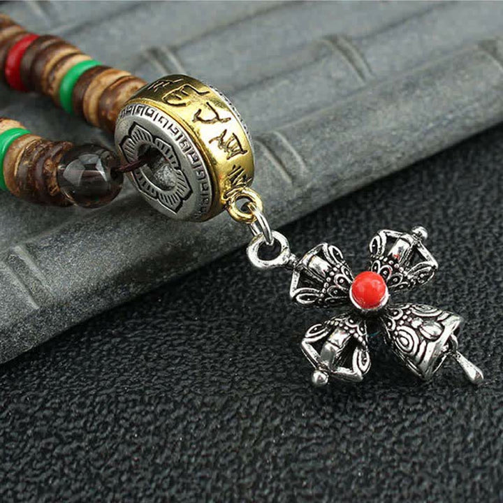 Buddha Stones tibetano Om Mani Padme Hum rueda de oración rotación Vajra collar de madera colgante - image 28