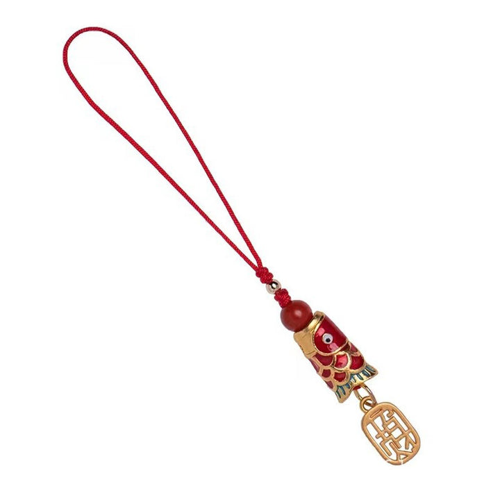Buddha Stones, pez Koi, cinabrio que atrae la riqueza, deseo Ruyi, amuleto de suerte, decoración colgante para teléfono