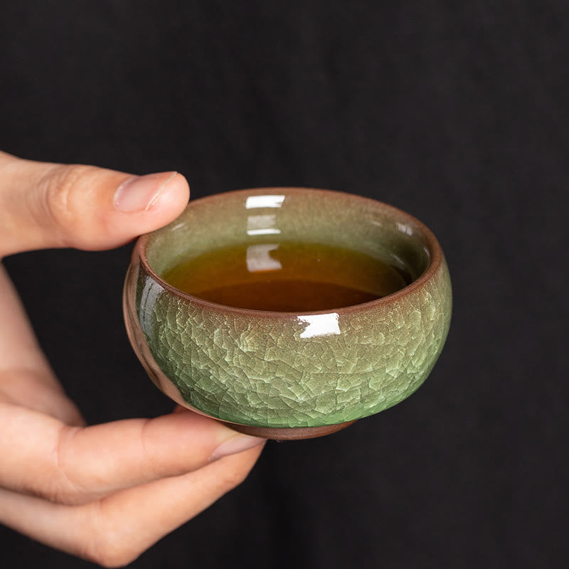 Taza de té de porcelana con diseño de grietas de hielo verde chino, Buddha Stones, cambio de horno Jianzhan, taza de té de Kung Fu