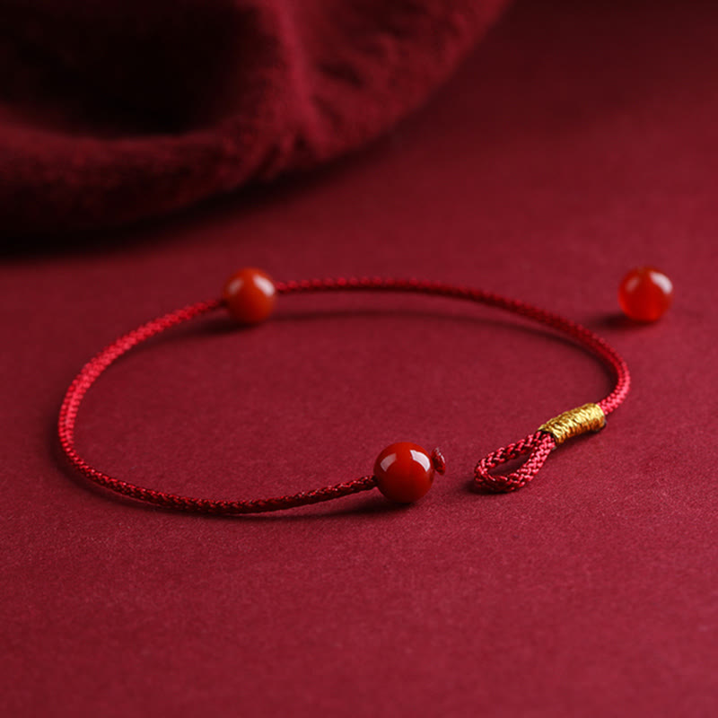 Pulsera de hilo rojo con bendición de ágata roja cinabrio natural con Buddha Stones