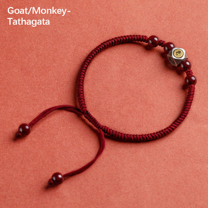 Pulsera de plata de ley 925 con Buddha Stones , zodíaco chino, Buda natal, cinabrio, calma