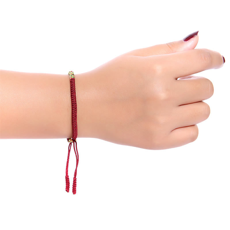 Pulsera trenzada de fuerza de la suerte con nudo King Kong multicolor hecha a mano tibetana con Buddha Stones