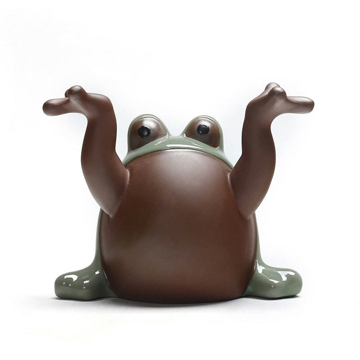 Buddha Stones FengShui, riqueza, suerte, rana bonita, té de cerámica, figura decorativa para mascota - image 3