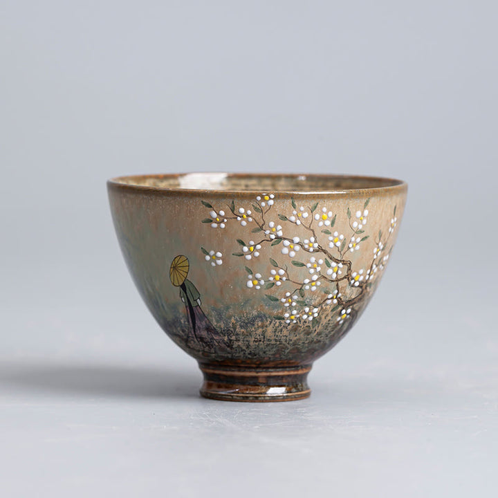 Buddha Stones Jingdezhen pintadas a mano Ru Kiln porcelana Hanfu niña flor taza de té de cerámica tazas de té Kung Fu