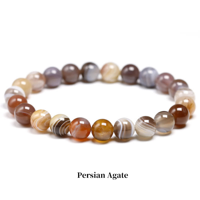 Pulsera de cuentas curativas de cuarzo con piedra natural de piedras de Buddha Stones - 8 mm - Ágata persa - image 63