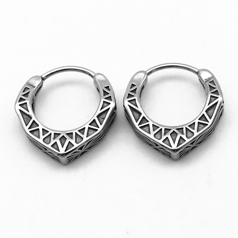 Pendientes de equilibrio de acero y titanio con aro vikingo - image 5