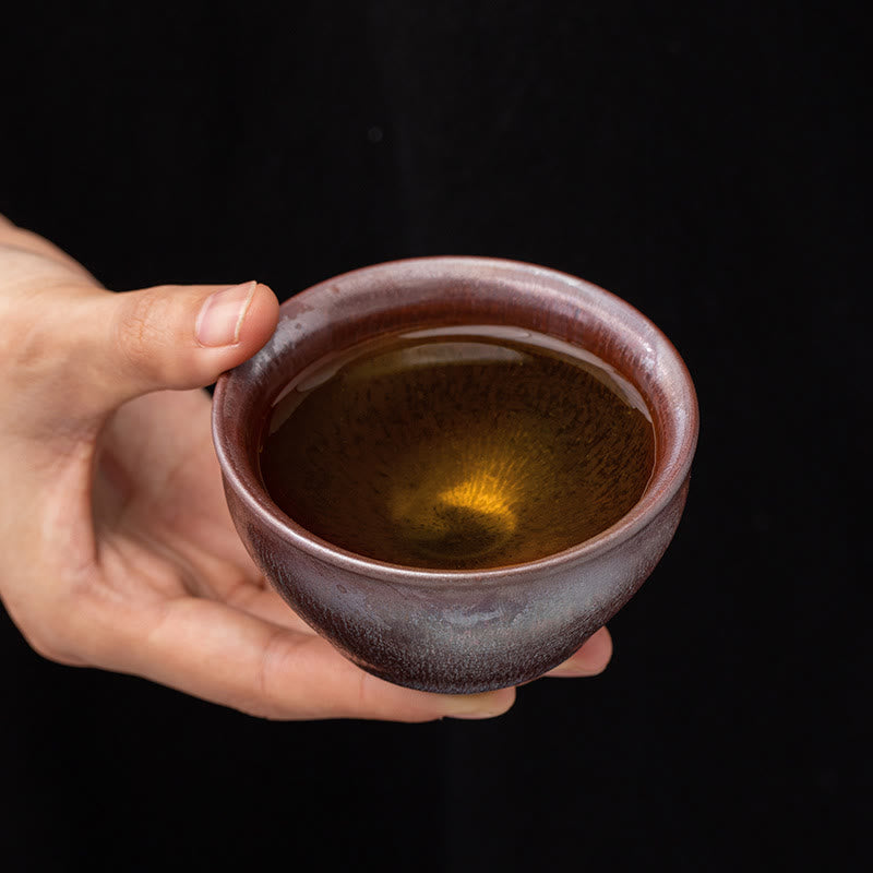 Taza de té de porcelana Jianzhan de oro rosa chino con Buddha Stones , taza de té de Kung Fu