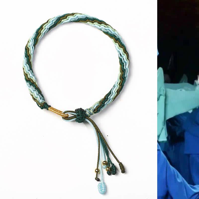 Pulsera trenzada de protección de cuerda de suerte con nudo de reencarnación