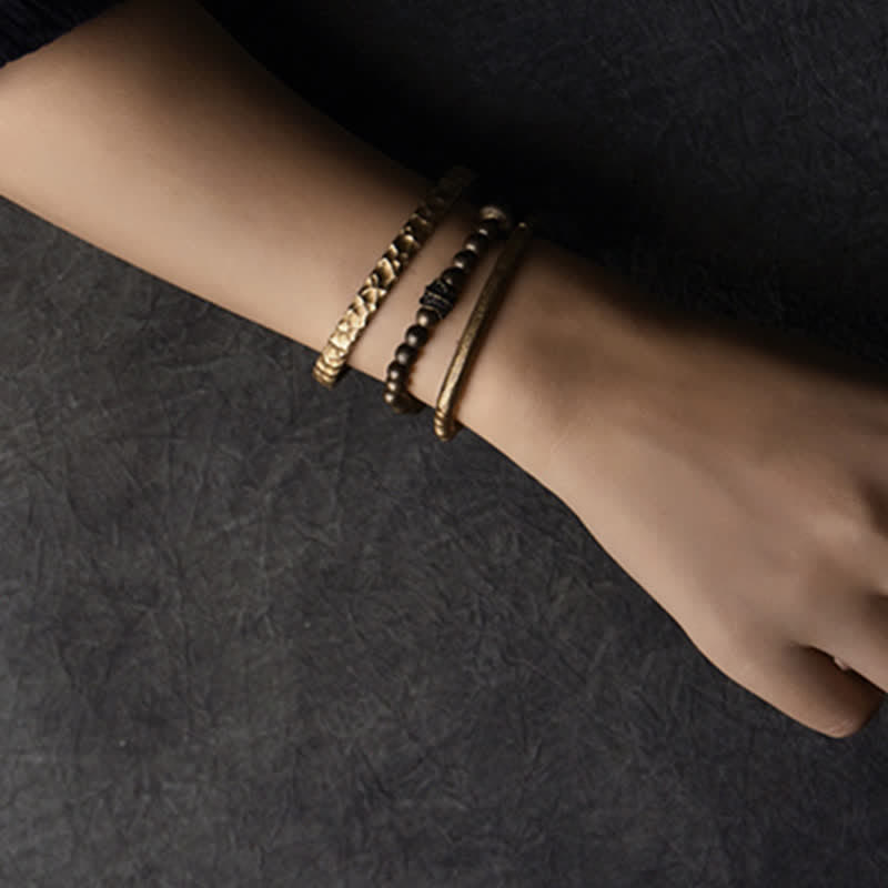 Brazalete de pulsera de equilibrio de cobre de piedra de roca de lava