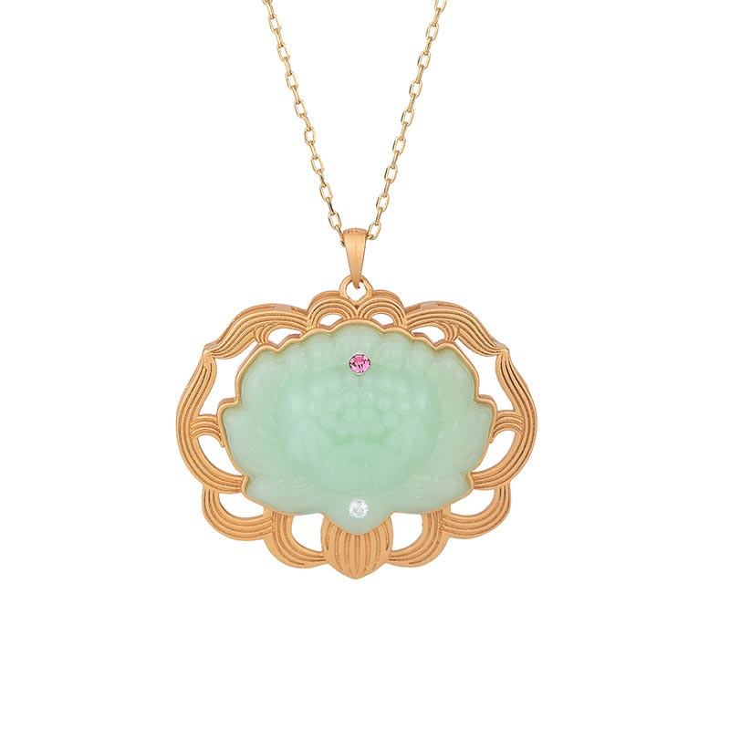 Colgante de collar de armonía de loto de jade natural - image 3
