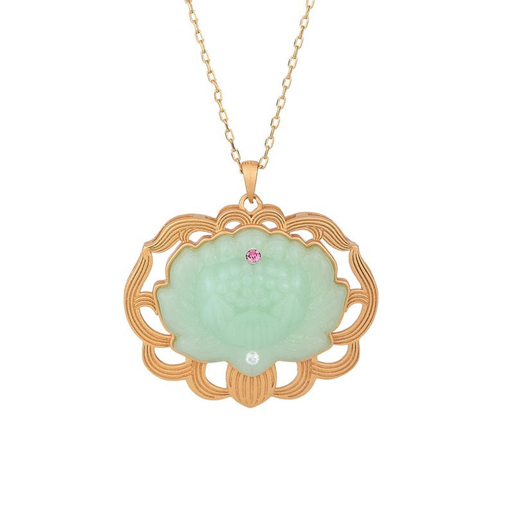 Colgante de collar de armonía de loto de jade natural - image 3