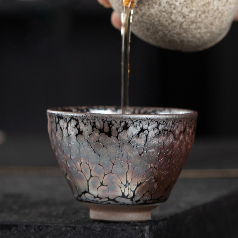 Buddha Stones hechas a mano, flores de cerezo, diseño de Sakura, taza de té de cerámica china Jianzhan, taza de té de Kung Fu