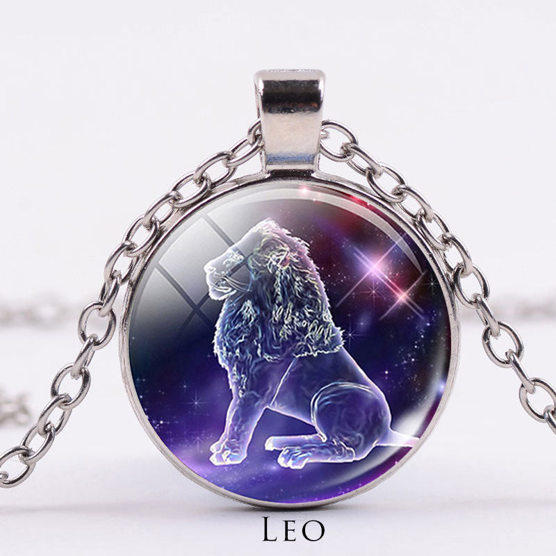12 Constelaciones del Zodíaco Luna Cielo Estrellado Protección Bendición Collar Colgante