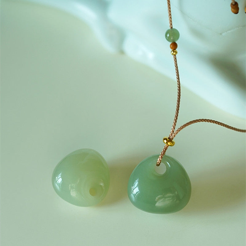 Colgante de collar de prosperidad de la suerte de jade natural con Buddha Stones (color aleatorio)