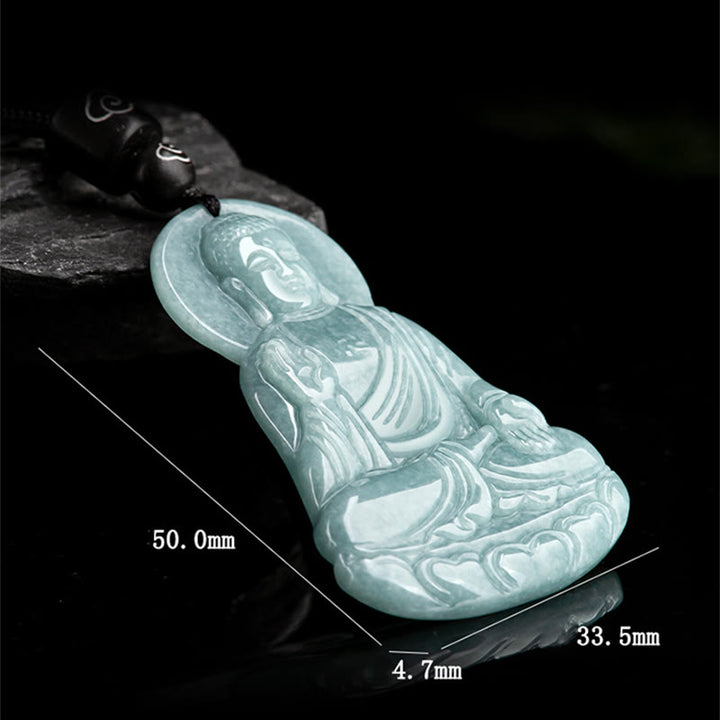 Buddha Stones Amitabha Buda Natural Jade Lotus Amuleto Compasión Cadena Collar Colgante - image 9