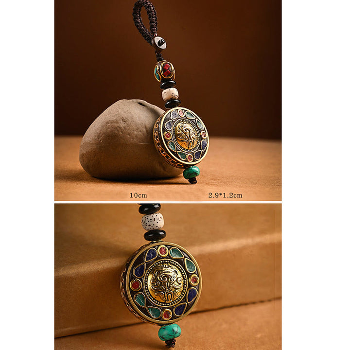 Llavero de paz con Buddha Stones tibetanas Om Mani Padme Hum Bodhi Seed