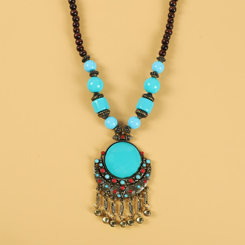 Accesorios para el cabello con borlas y cuentas retro tibetanas - Sol Luna Azul - image 5