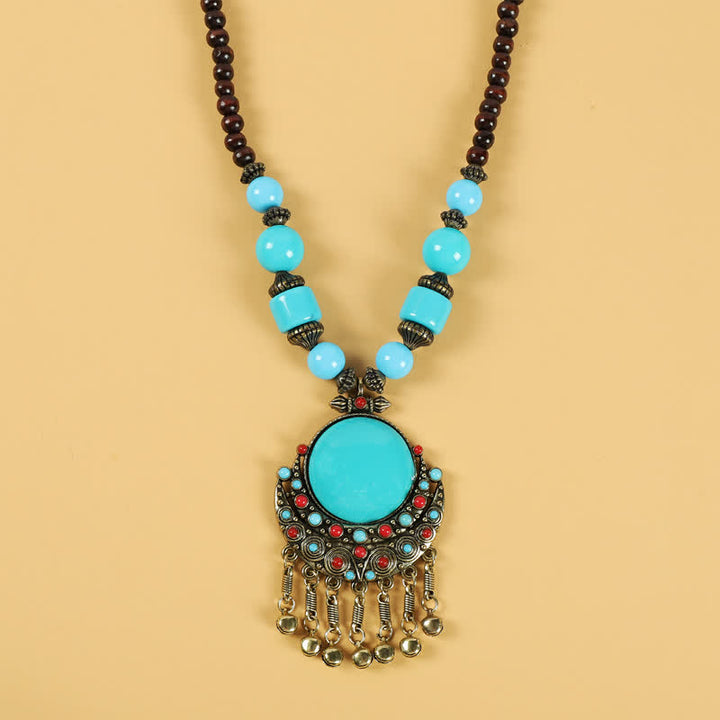Accesorios para el cabello con borlas y cuentas retro tibetanas - Sol Luna Azul - image 5
