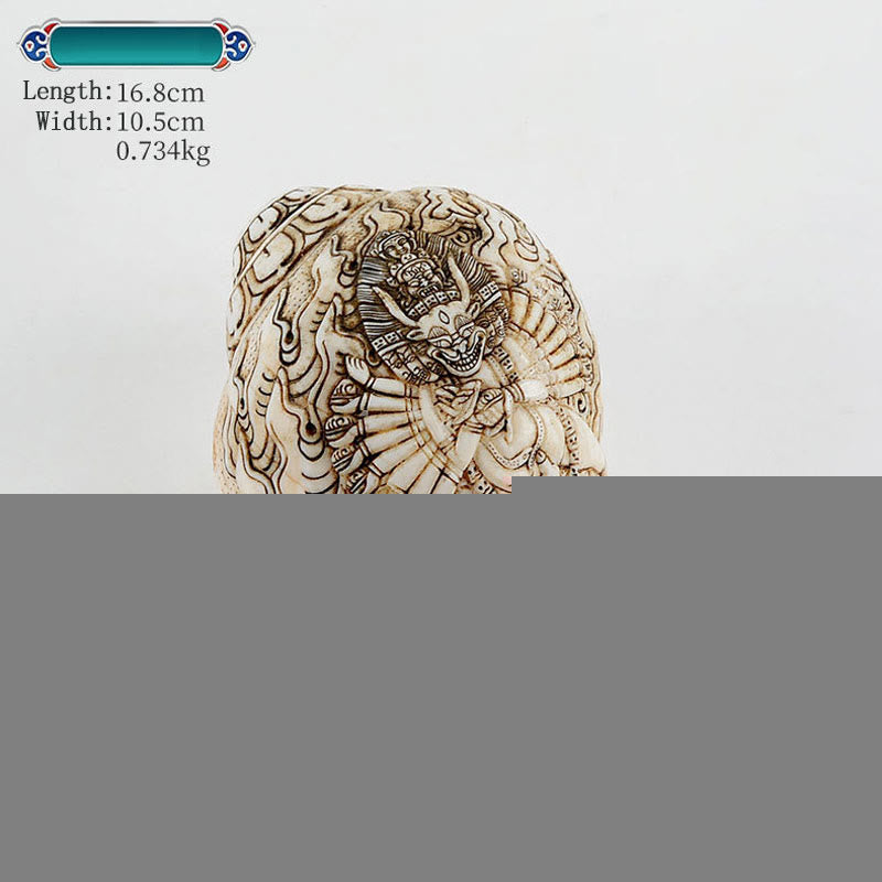 Concha tibetana hecha a mano grabada Shankha Buddha Avalokitesvara, decoración de riqueza - Buda Yamantaka 16,8 x 10,5 cm - image 10