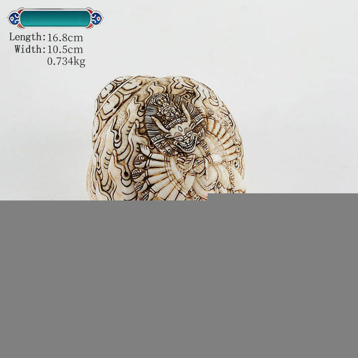 Concha tibetana hecha a mano grabada Shankha Buddha Avalokitesvara, decoración de riqueza - Buda Yamantaka 16,8 x 10,5 cm - image 10