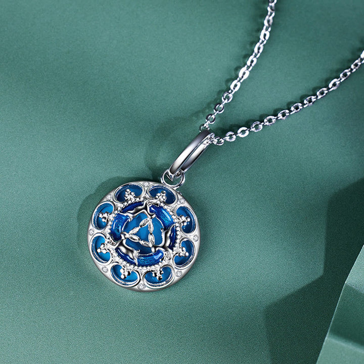 Colgante de plata de ley 925 con Buddha Stones , redondo, turquesa, tres conejos