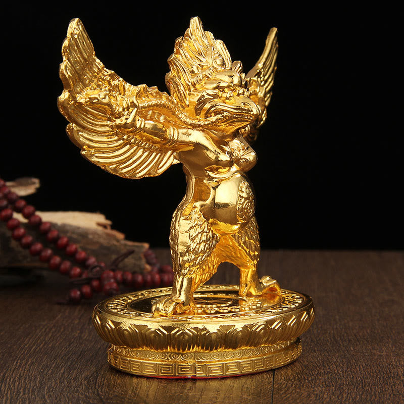Decoración del hogar de protección de aleación de pájaro Garuda de oro tibetano - image 4