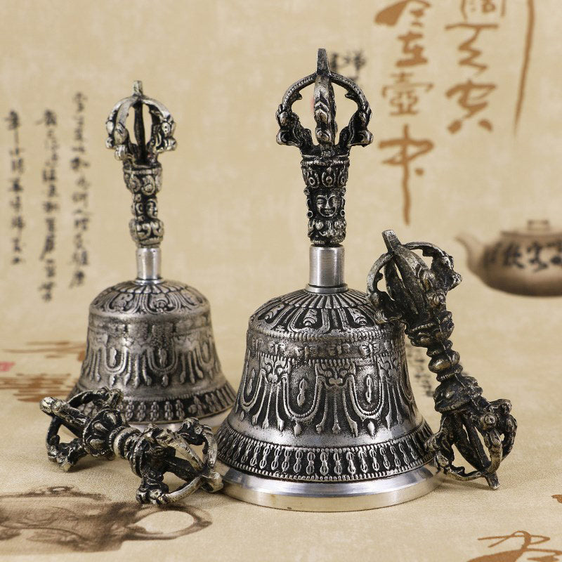 Juego de decoración de cobre con Buddha Stones, campana de meditación tibetana y Vajra Dorje