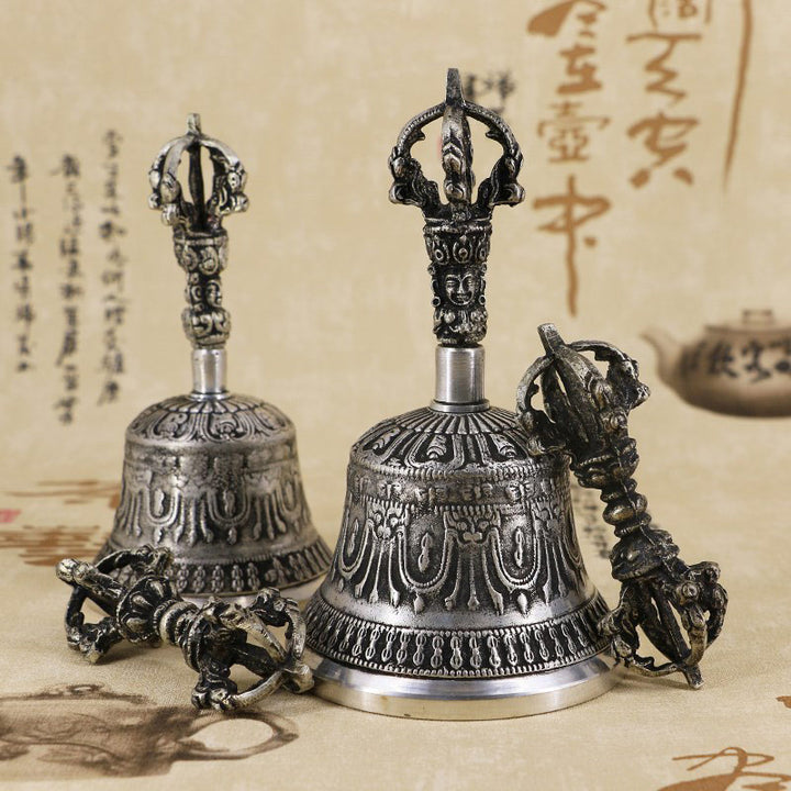 Juego de decoración de cobre con Buddha Stones, campana de meditación tibetana y Vajra Dorje