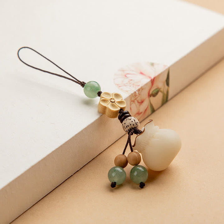 Llavero de prosperidad y bendición de flores, bolsa de dinero con semillas de Bodhi Natural, Buddha Stones