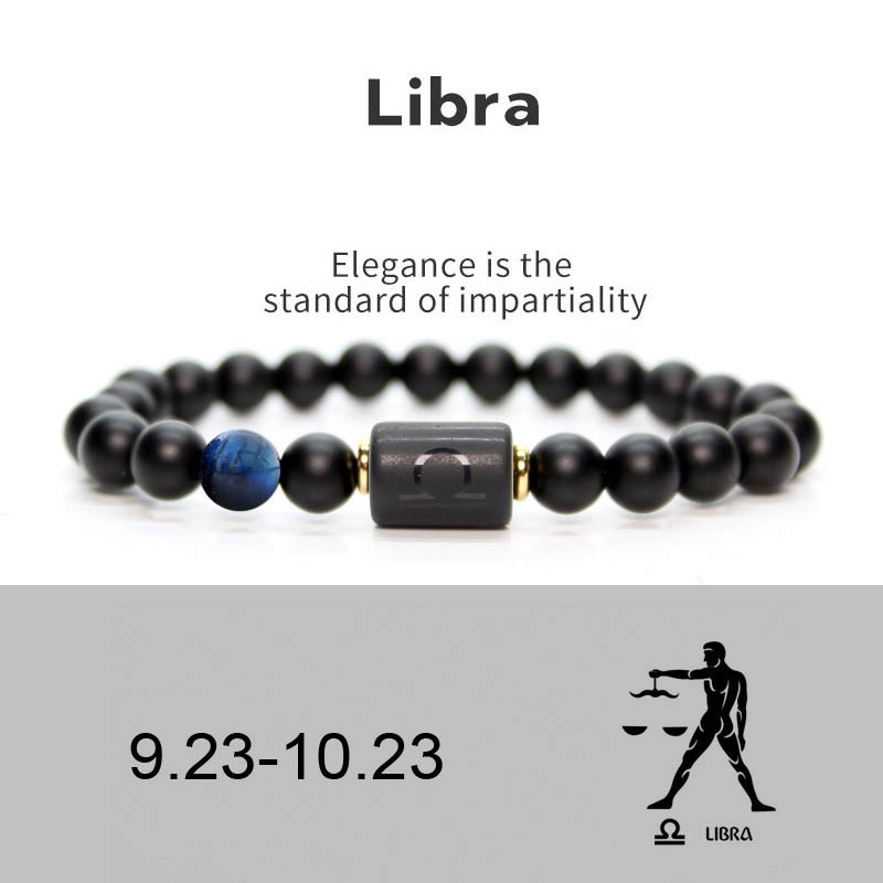 Pulsera Ajustable de Ónix Negro 12 Constelaciones del Zodíaco Buddha Stones