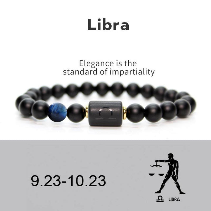 Pulsera Ajustable de Ónix Negro 12 Constelaciones del Zodíaco Buddha Stones