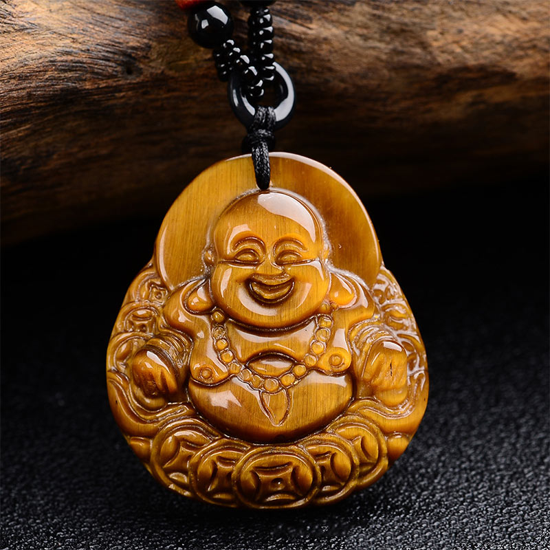 Collar de bendición de Buda sonriente con ojo de tigre y Buddha Stones - image 2