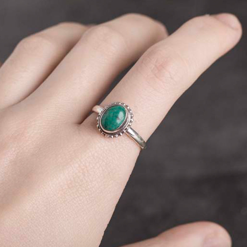 Anillo de amor de sabiduría turquesa de plata de ley 925 con Buddha Stones