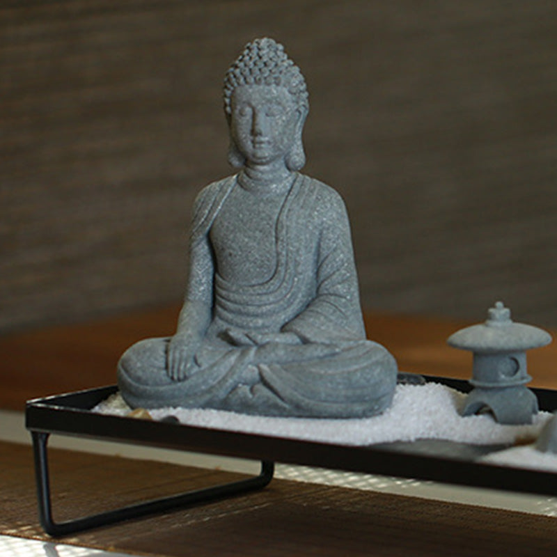 Buddha Stones Sentado Meditación Buda Bendición Compasión Decoración
