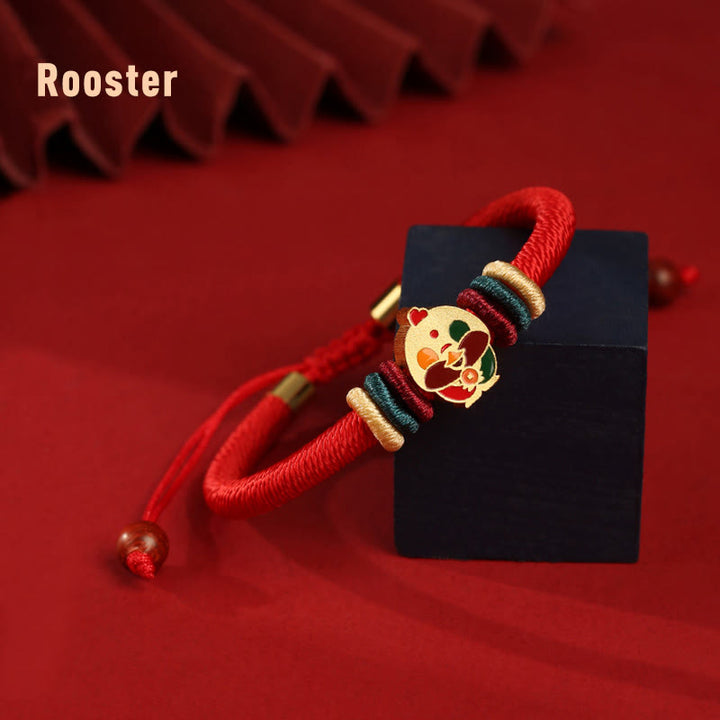 Pulsera roja trenzada de la suerte del zodíaco chino, hecha a mano, de Plata de Ley 925 con Buddha Stones , Año del Dragón