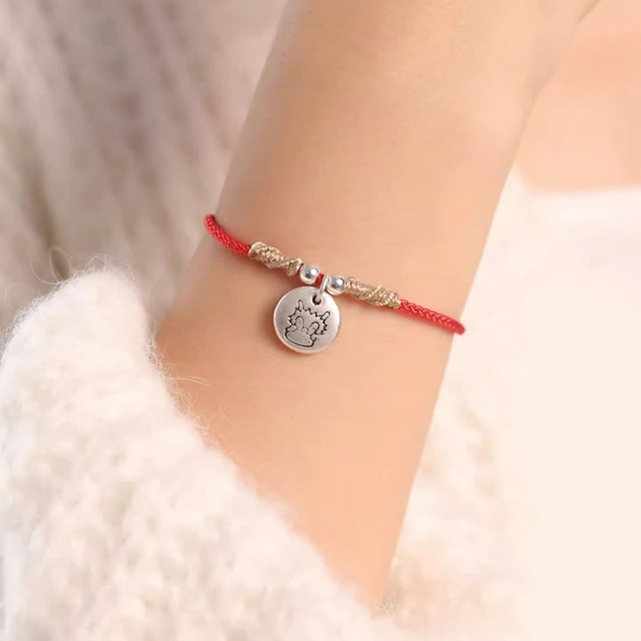 Pulsera trenzada de la suerte del zodíaco chino, hecha a mano, de plata de ley 999 con Buddha Stones, año del dragón