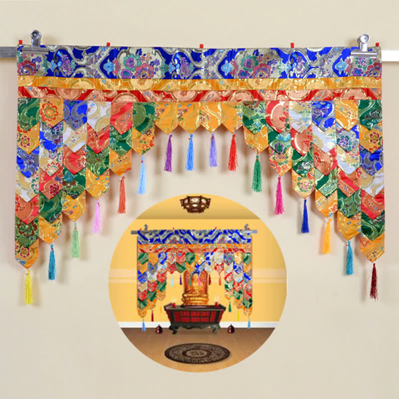 Cortina colgante tibetana de cinco colores, cortina de meditación curativa para altar de oración
