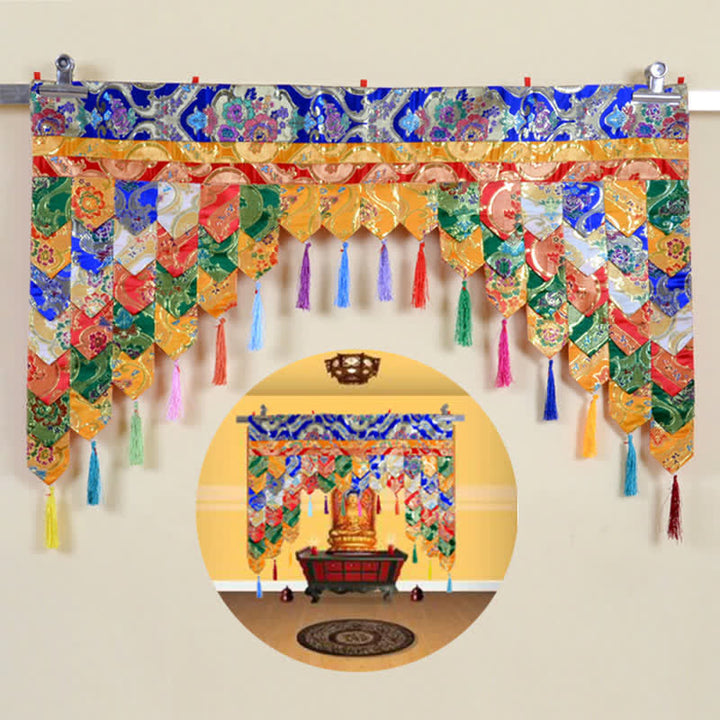 Cortina colgante tibetana de cinco colores, cortina de meditación curativa para altar de oración