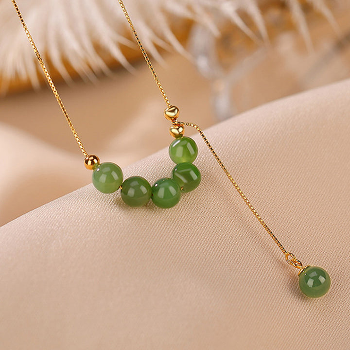 Colgante de collar curativo con cuentas de jade cian de plata de ley 925 con Buddha Stones