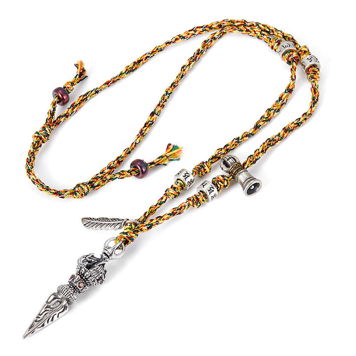 Colgante de plata de ley 925 hecho a mano tibetano Dorje Vajra Om Mani Padme Hum pluma fuerza collar colgante - image 7