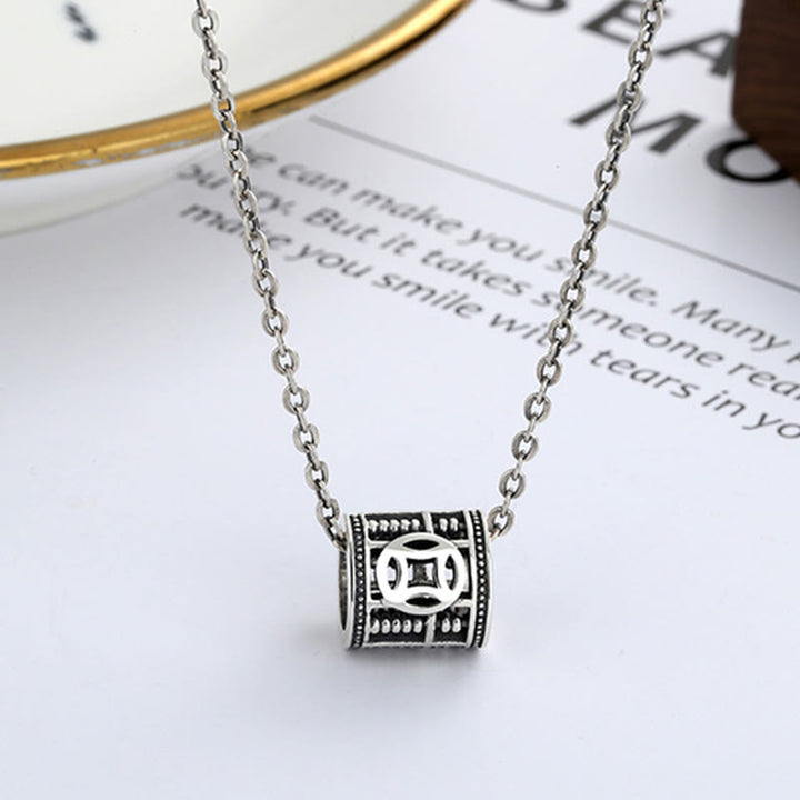 Buddha Stones de Plata de Ley 925, Ábaco de la riqueza, moneda de cobre, cuentas de la suerte, colgante de collar de bendición
