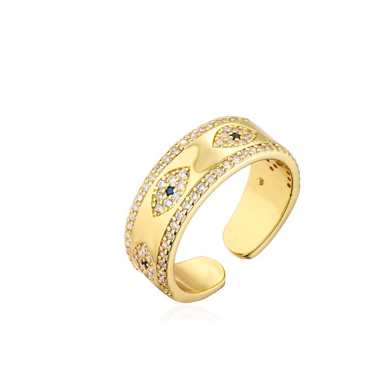 Anillo de aleación de cobre con Buddha Stones y mal de ojo para bendecir la suerte