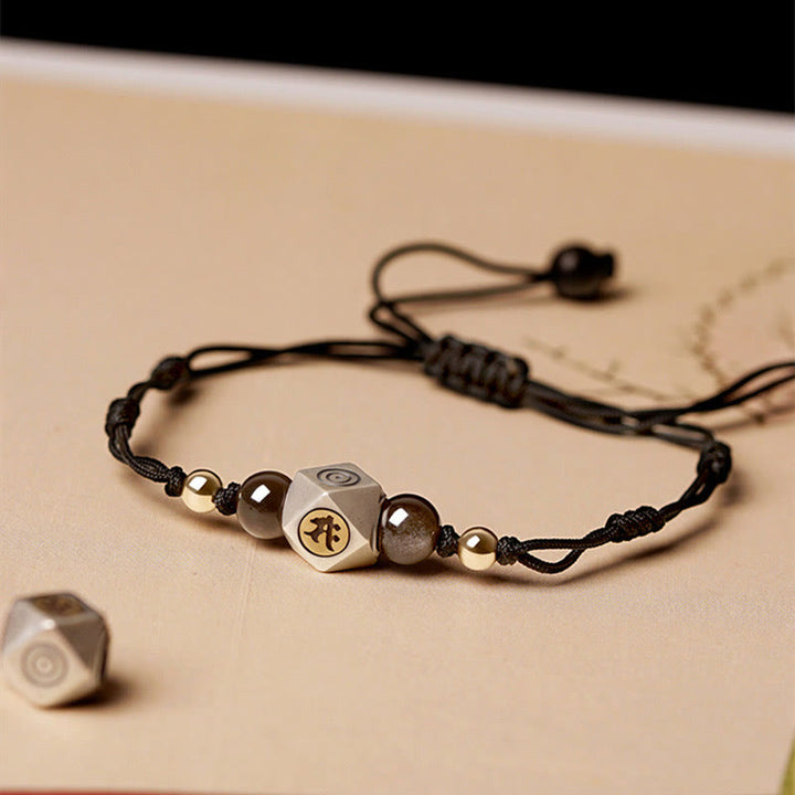 Pulsera trenzada de plata de ley 925 hecha a mano con Buddha Stones , zodíaco chino, Buda natal, cinabrio - Cuerda fina negra (circunferencia de la muñeca: 14-17 cm) - Perro/Cerdo-Buda Amitabha - image 2