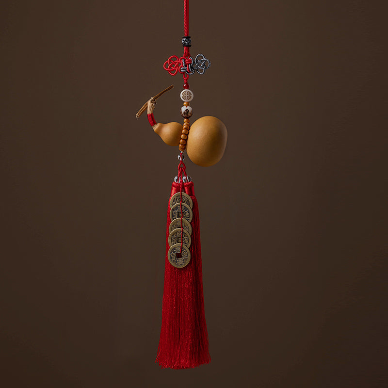 Buddha Stones, monedas Feng Shui, calabaza, nudo chino, monedas de la suerte, cinco emperadores, dinero, riqueza, decoración de borlas