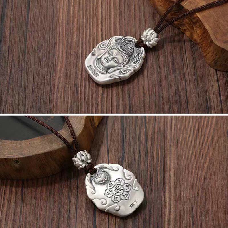 Buddha Stones del zodiaco chino, Buda natal Om Mani Padme Hum, colgante de collar de compasión de loto - image 4