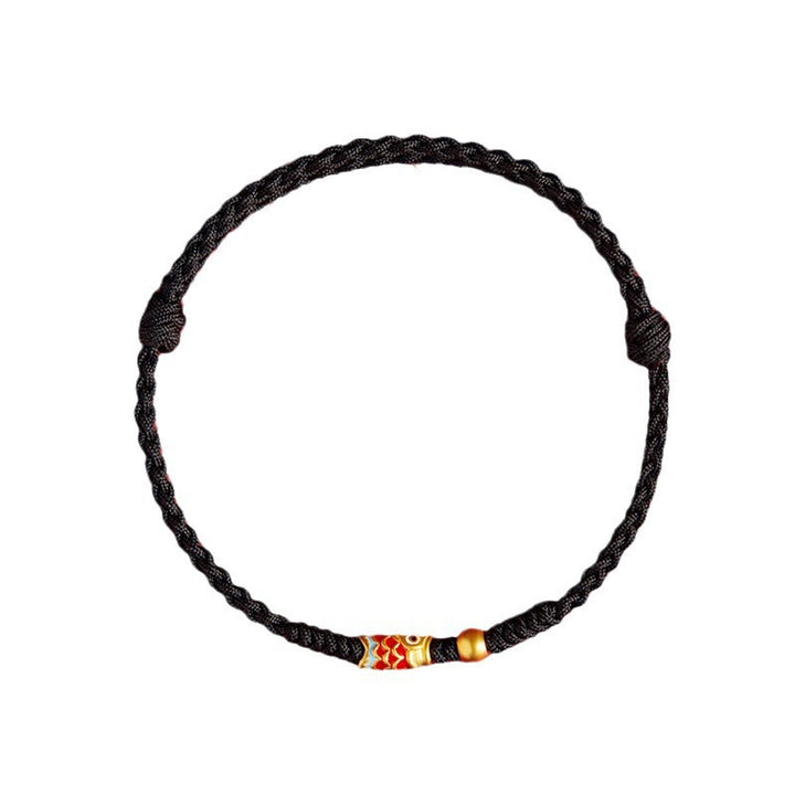 Pulsera de cuerda trenzada hecha a mano con peces Koi de plata de ley 925 con Buddha Stones